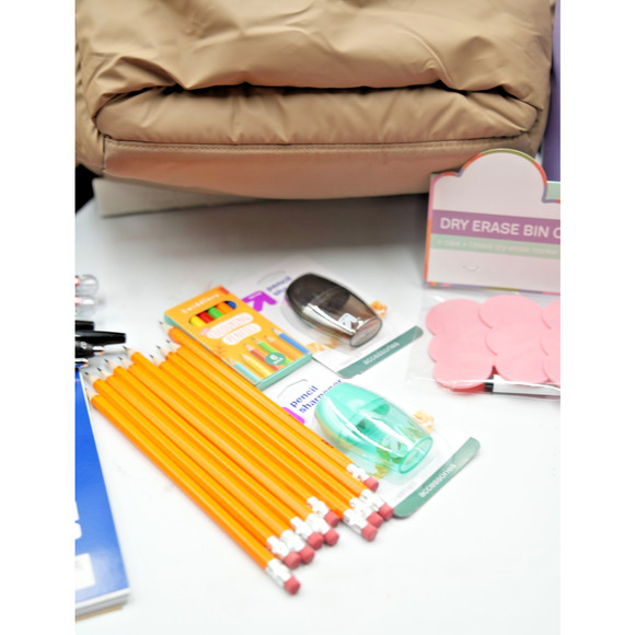 Tan Puffer Backpack Bundle with Embark Lunchbox and 25+ Back to School Items - Picture 11 of 16